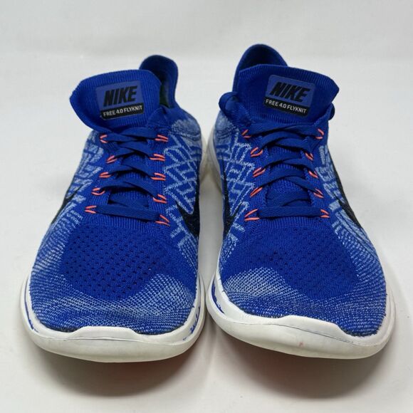 Nike Free 4.0 Flyknit Sneakers Womens 12 Blue Running Shoes Racer Barefoot - Picture 7 of 16